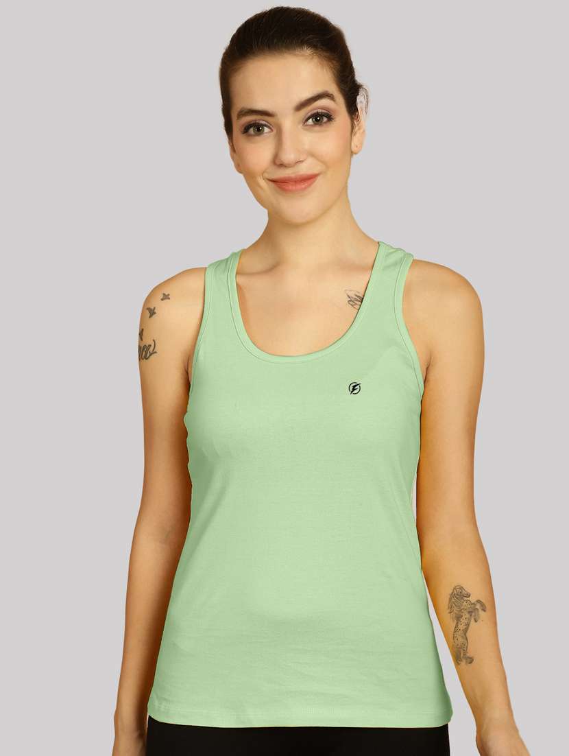 women solid tank top