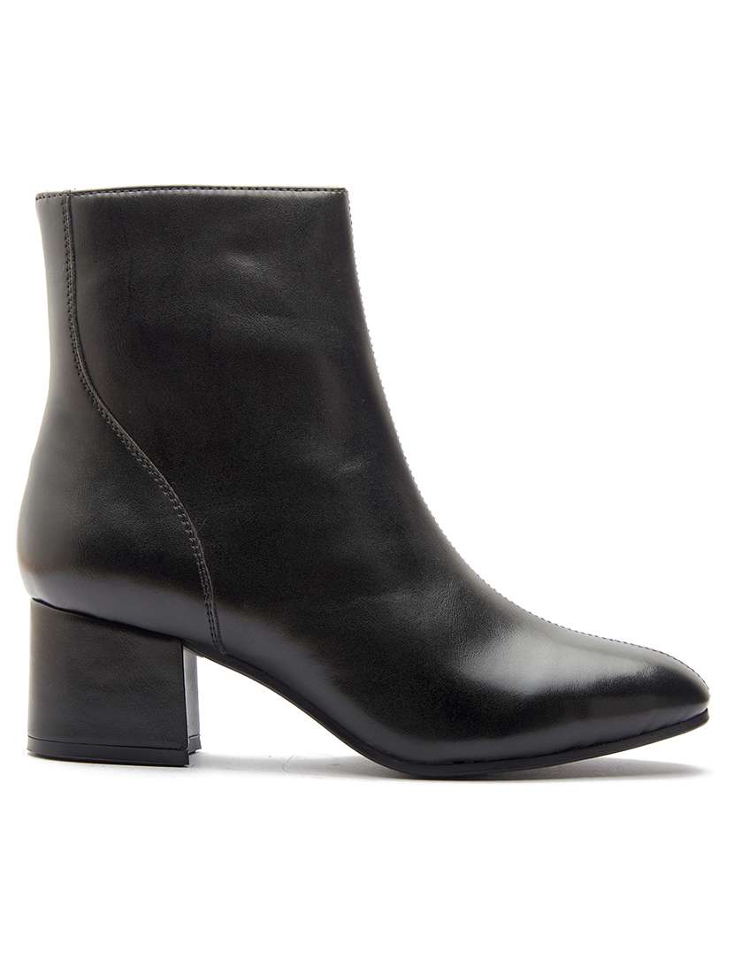 women solid black zipper closure ankle height boots - 20519367 -  Standard Image - 2