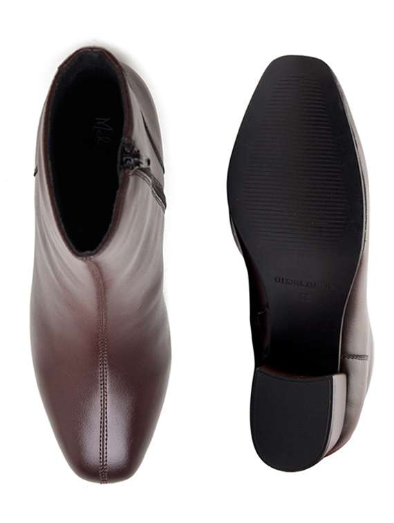 women solid brown zipper closure ankle height boots - 20519370 -  Standard Image - 2