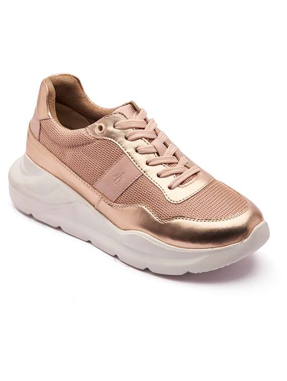 women lace up synthetic sneaker
