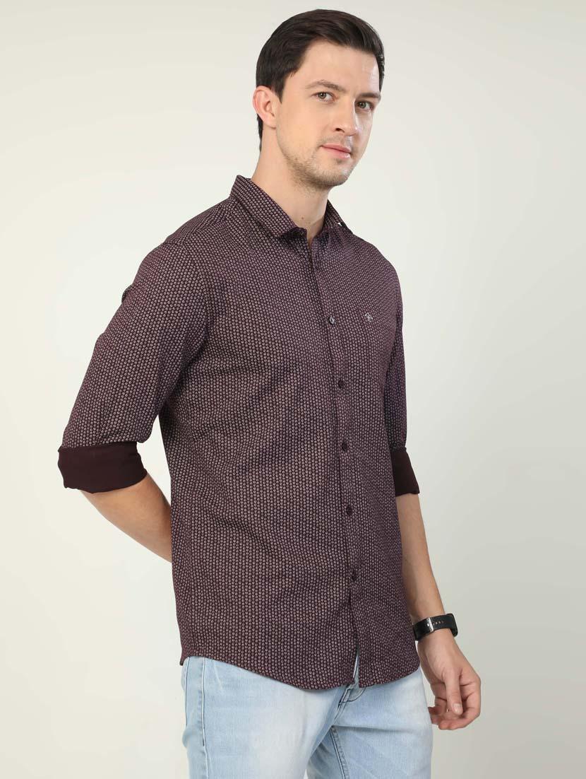 burgundy cotton casual shirt - 20519603 - Standard Image - 2
