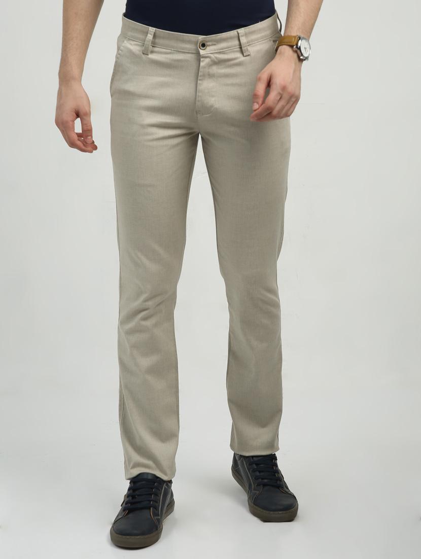 men mid rise solid flat front casual trouser - 20519650 - Zoom Image - 0