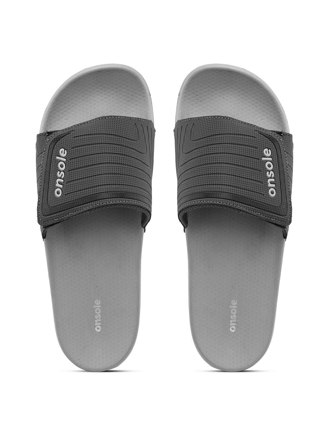 men textured grey slip on flip flop