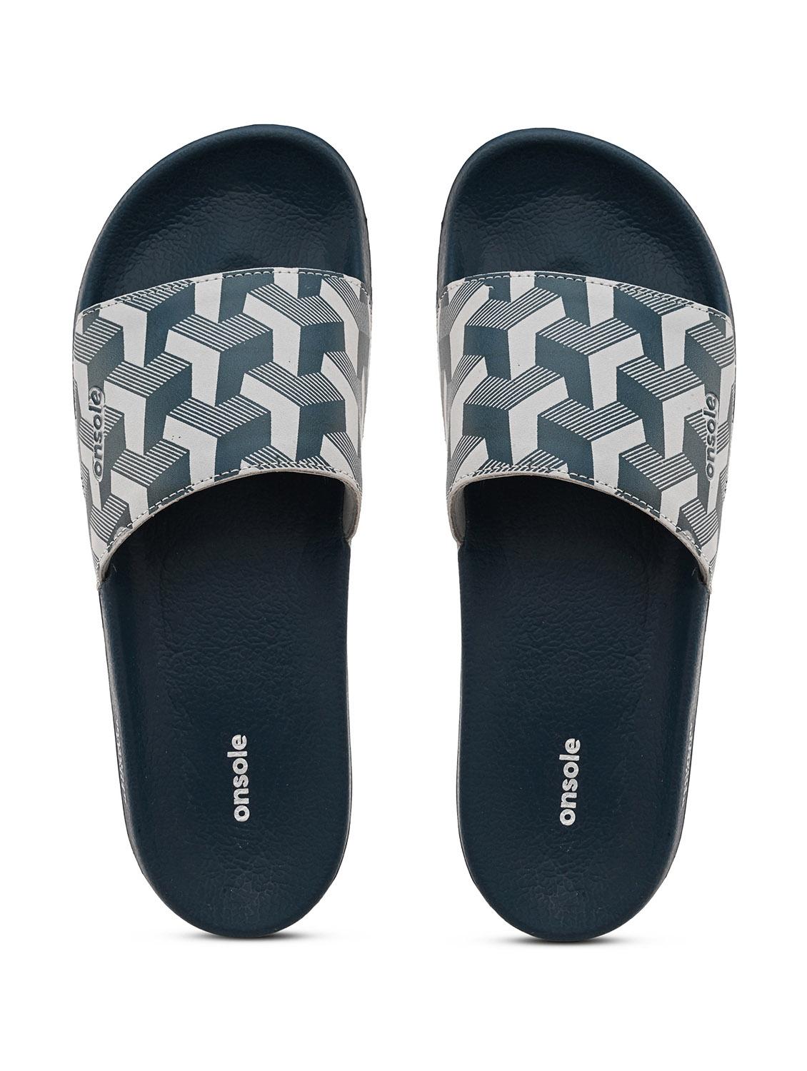 men printed teal slip on flip flop - 20519849 -  Zoom Image - 0