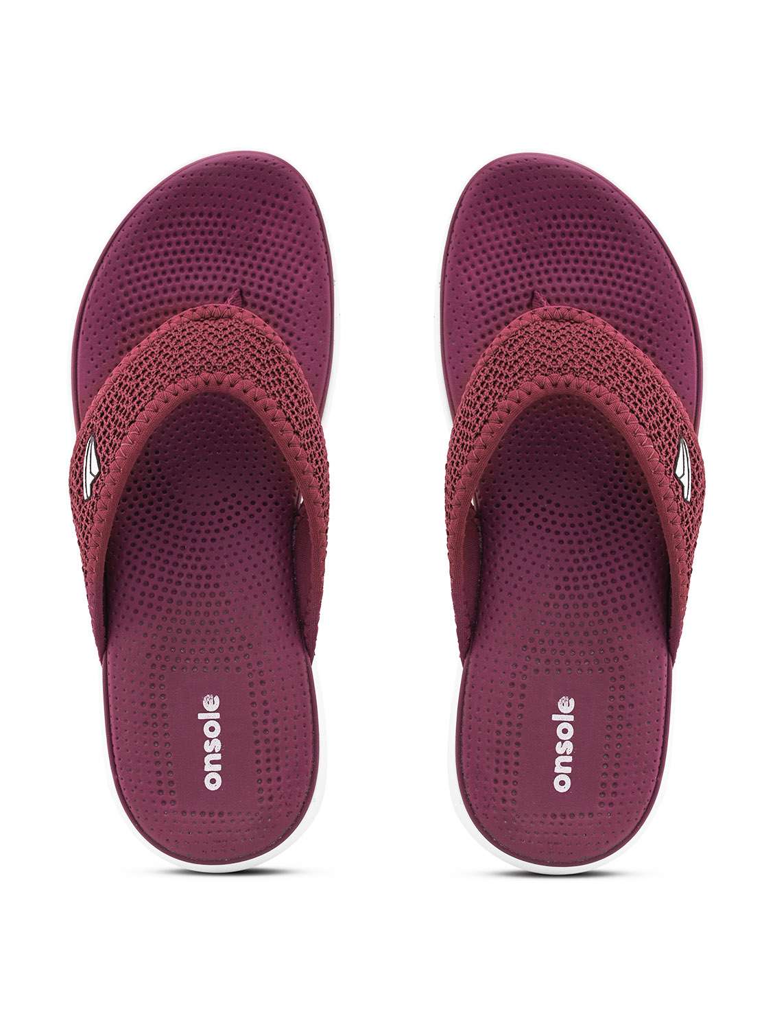 women textured maroon flip flop