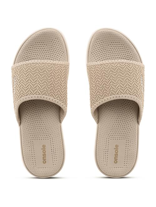 women textured beige flip flops - 20519864 -  Standard Image - 0