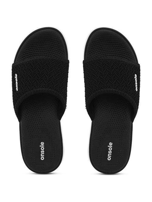 women textured black flip flops - 20519866 - Standard Image - 0