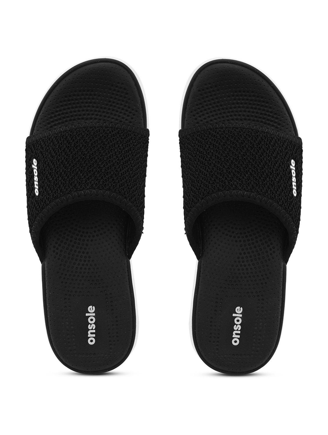 women textured black flip flops - 20519866 - Zoom Image - 0