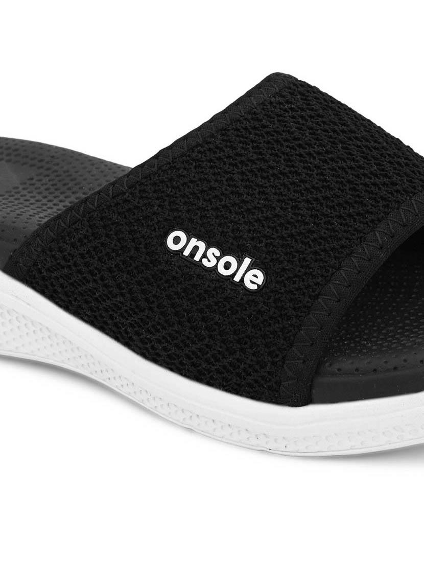 women textured black flip flops - 20519866 - Standard Image - 2