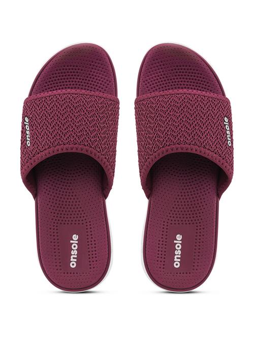 women textured burgundy flip flops - 20519867 - Standard Image - 0