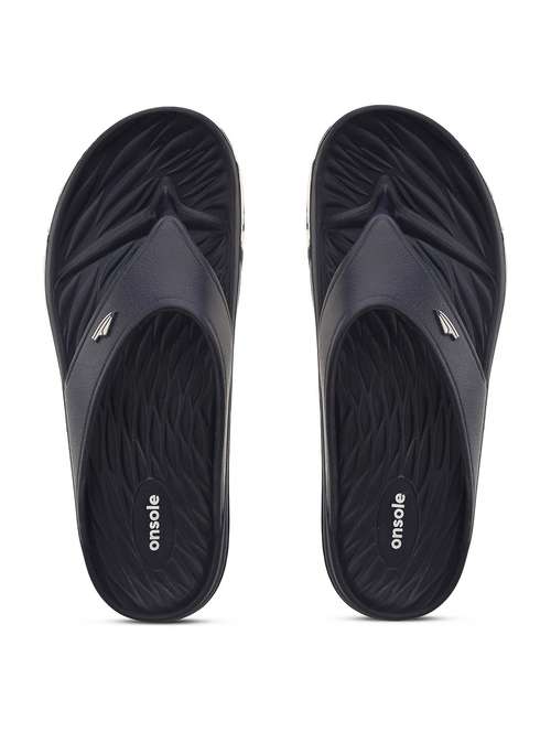 men solid navy blue slip on slipper - 20519871 - Standard Image - 0