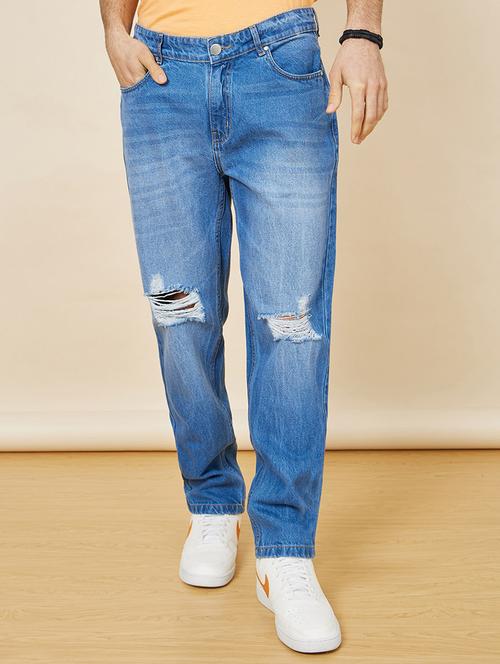 mens relaxed fit slash knee jeans - 20519929 -  Standard Image - 0