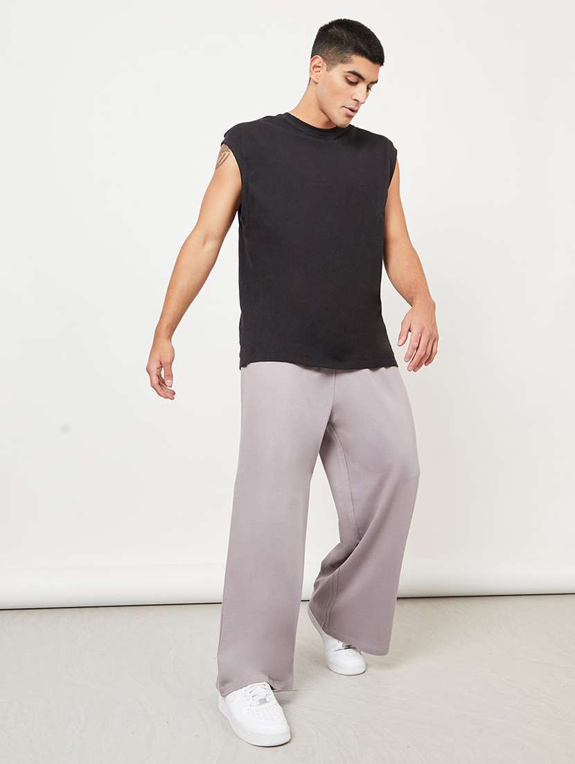 men grey cotton wide leg pyjamas - 20520042 -  Standard Image - 2