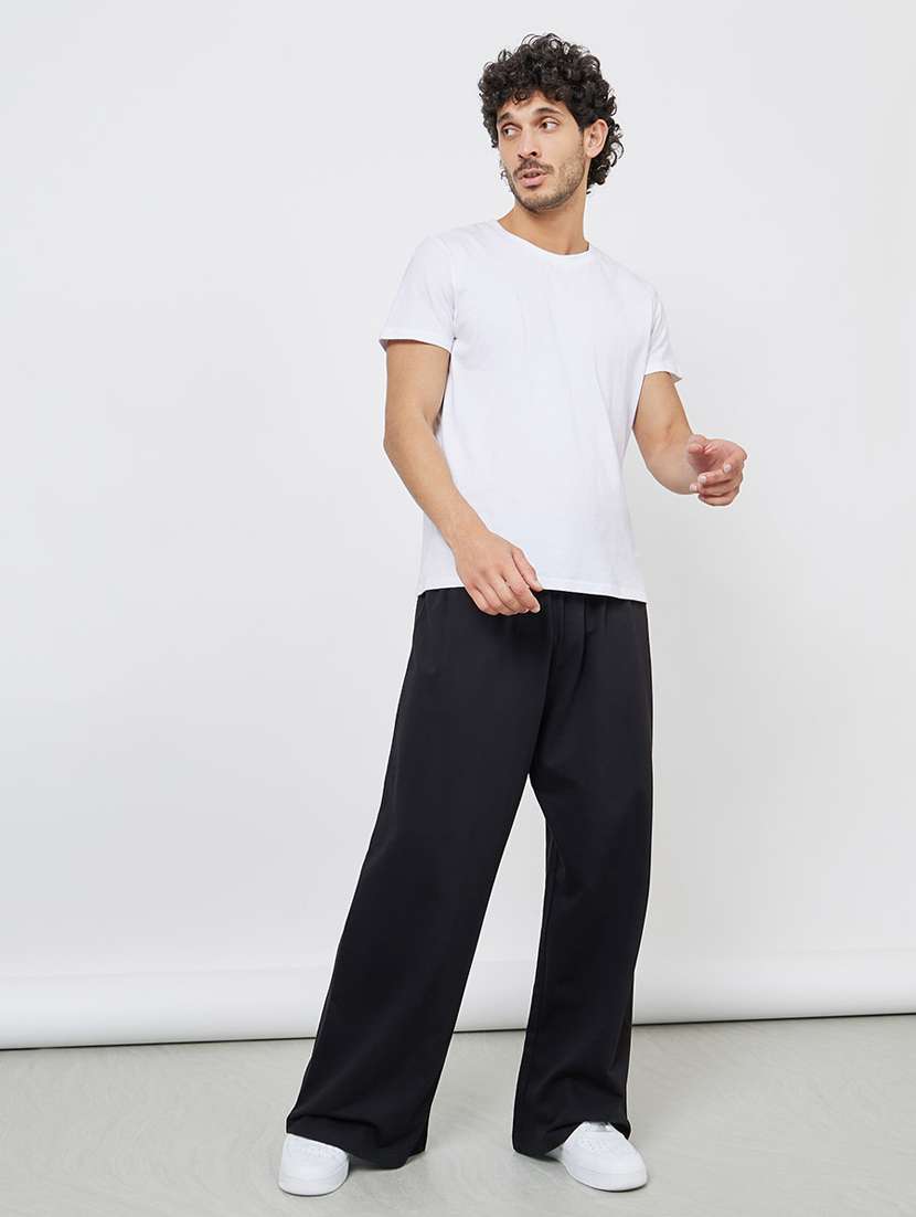 men black cotton wide leg pyjamas - 20520043 -  Standard Image - 2