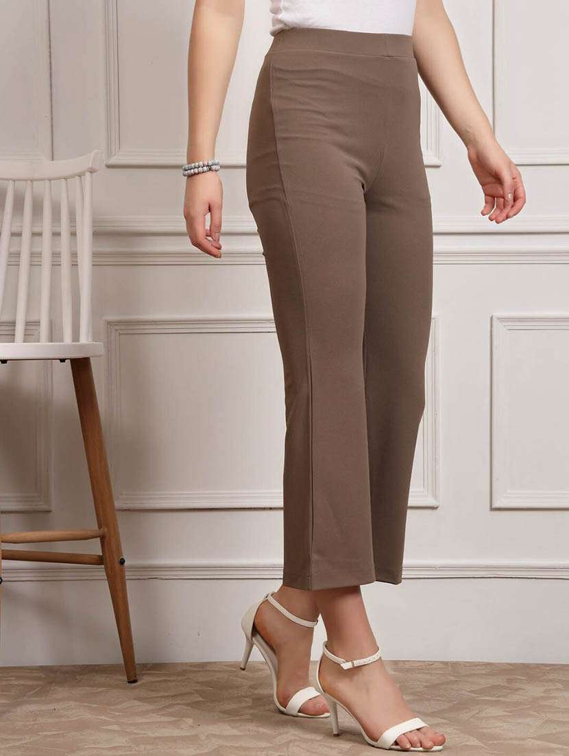 wome mid rise solid bootcut trouser  - 20520218 -  Standard Image - 2