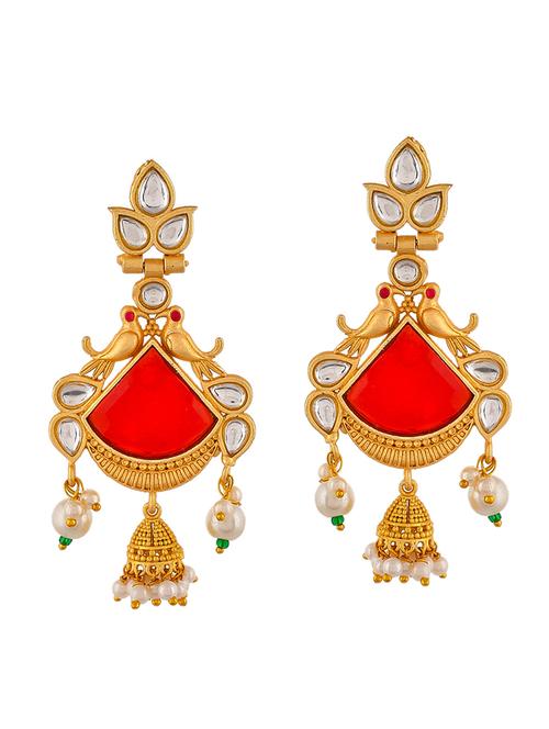 gold plated brass drop earring - 20520263 - Standard Image - 0