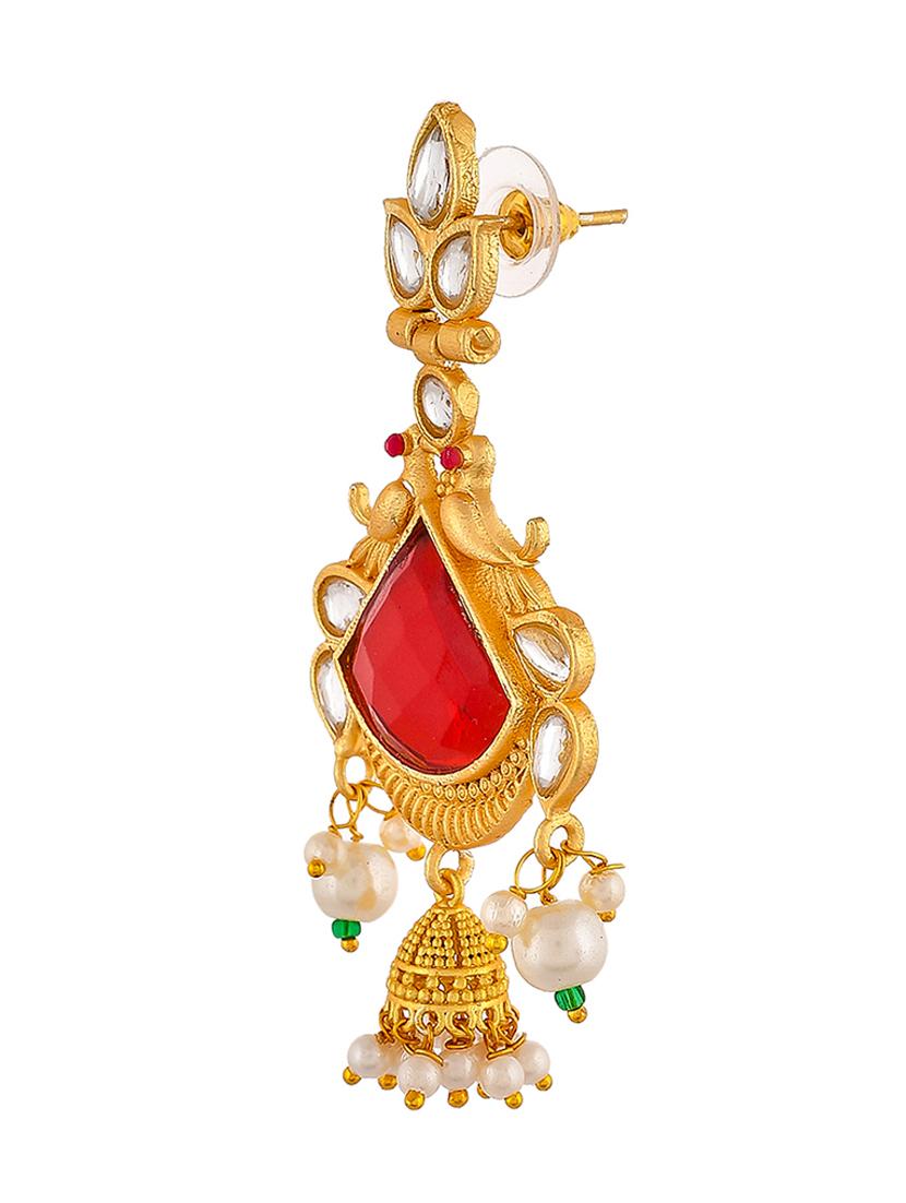 gold plated brass drop earring - 20520263 - Standard Image - 2