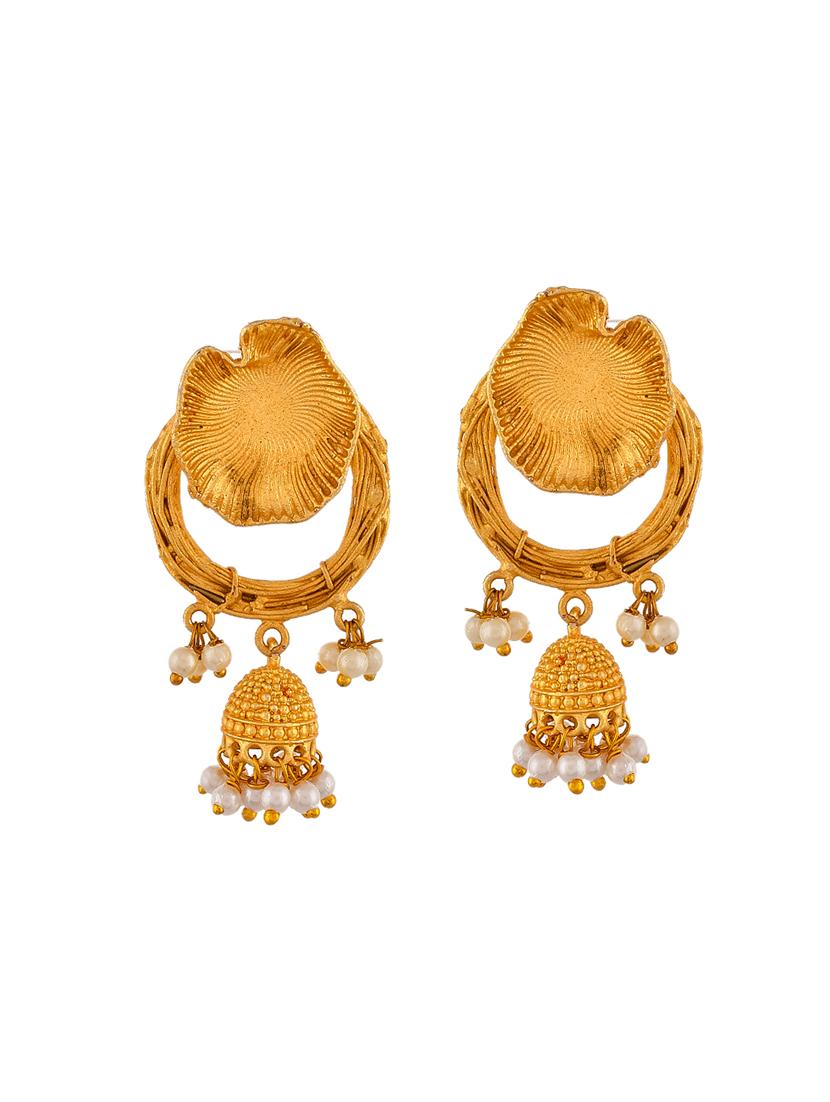 gold plated handcrafted jhumka earrings - 20520264 -  Zoom Image - 0