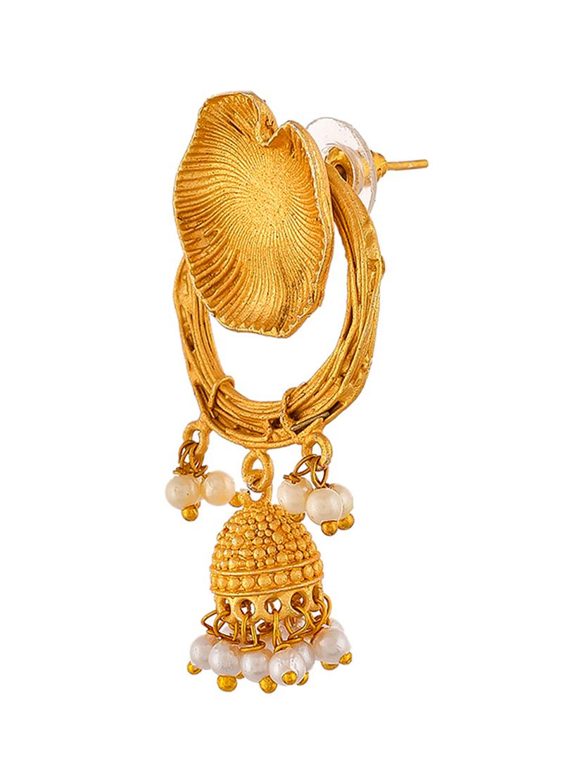 gold plated handcrafted jhumka earrings - 20520264 - Standard Image - 2