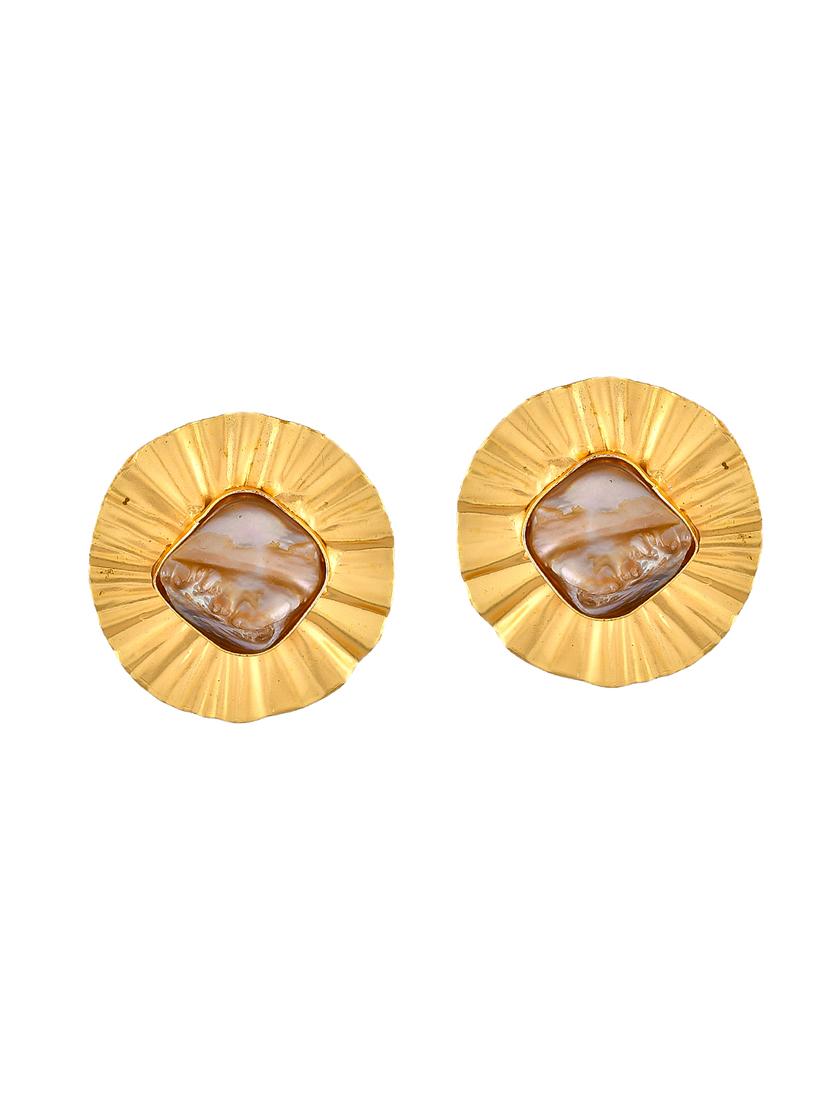 gold brass studs earring - 20520265 - Zoom Image - 0
