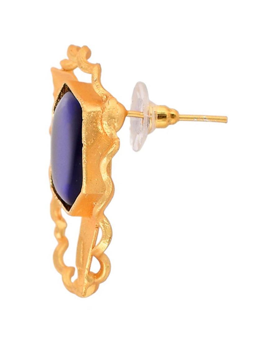 gold plated blue stone drop earring - 20520272 - Standard Image - 2