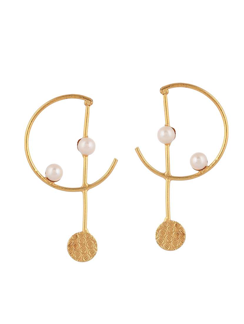 gold plated pearl half hoop earring