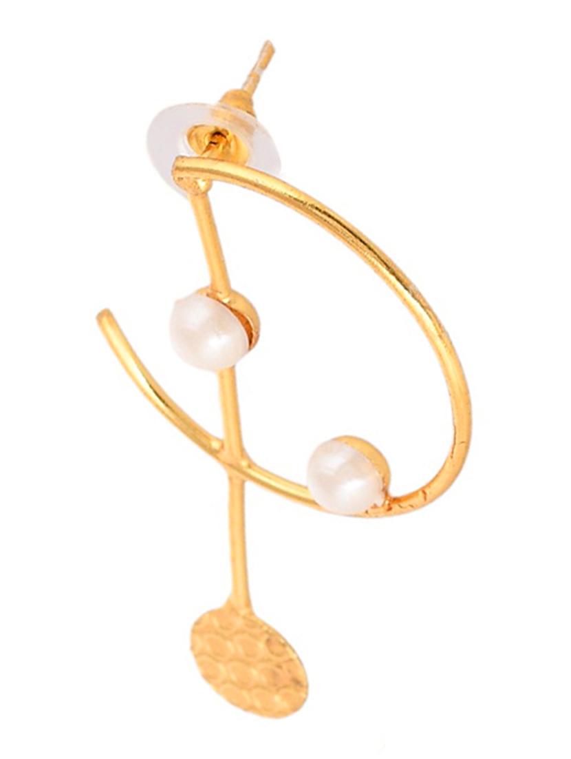 gold plated pearl half hoop earring - 20520275 - Standard Image - 2