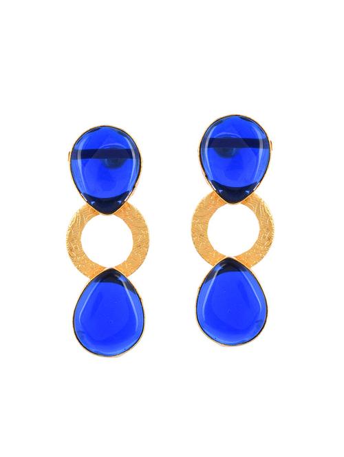 blue brass drop earring - 20520282 - Standard Image - 0