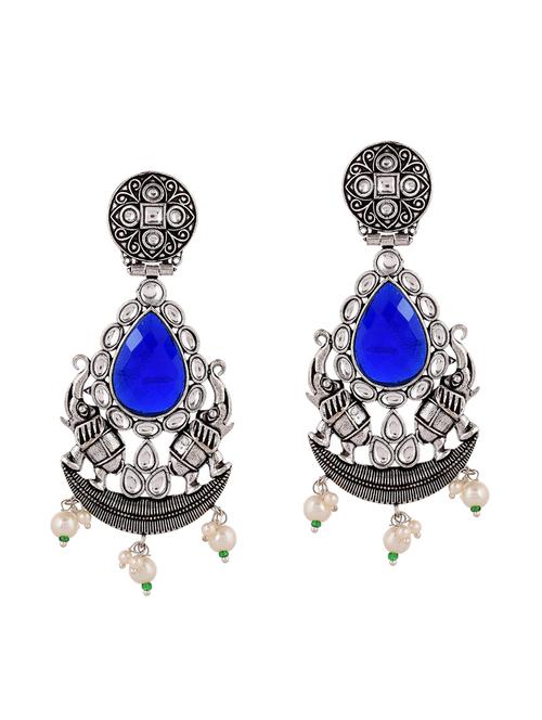 blue brass drop earring - 20520283 - Standard Image - 0