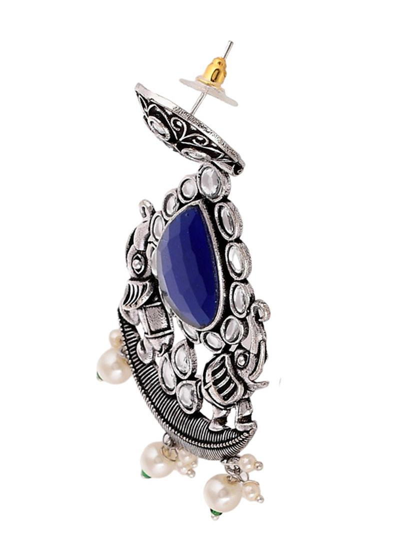 blue brass drop earring - 20520283 - Standard Image - 2