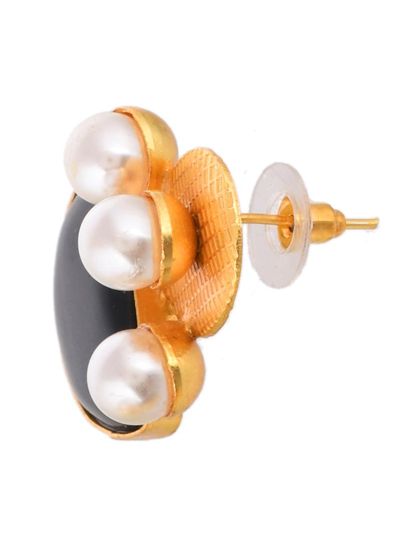 gold plated pearl stud earring - 20520286 - Standard Image - 2
