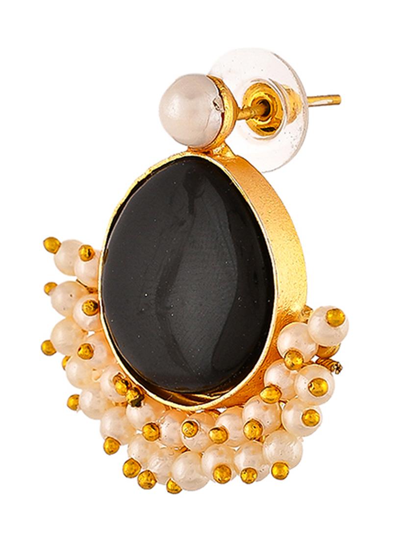 black brass studs earring - 20520290 - Standard Image - 2