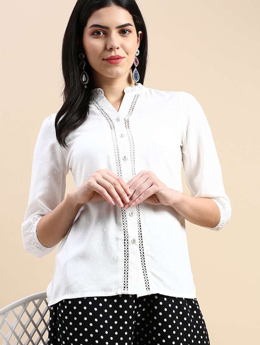 women off white cotton regular shirt