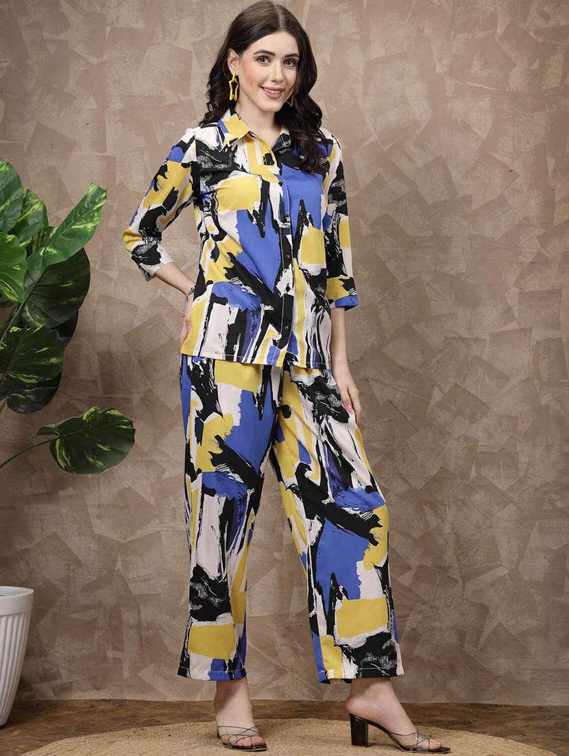 women multi color shirt collar co-ord sets - 20522078 -  Standard Image - 2