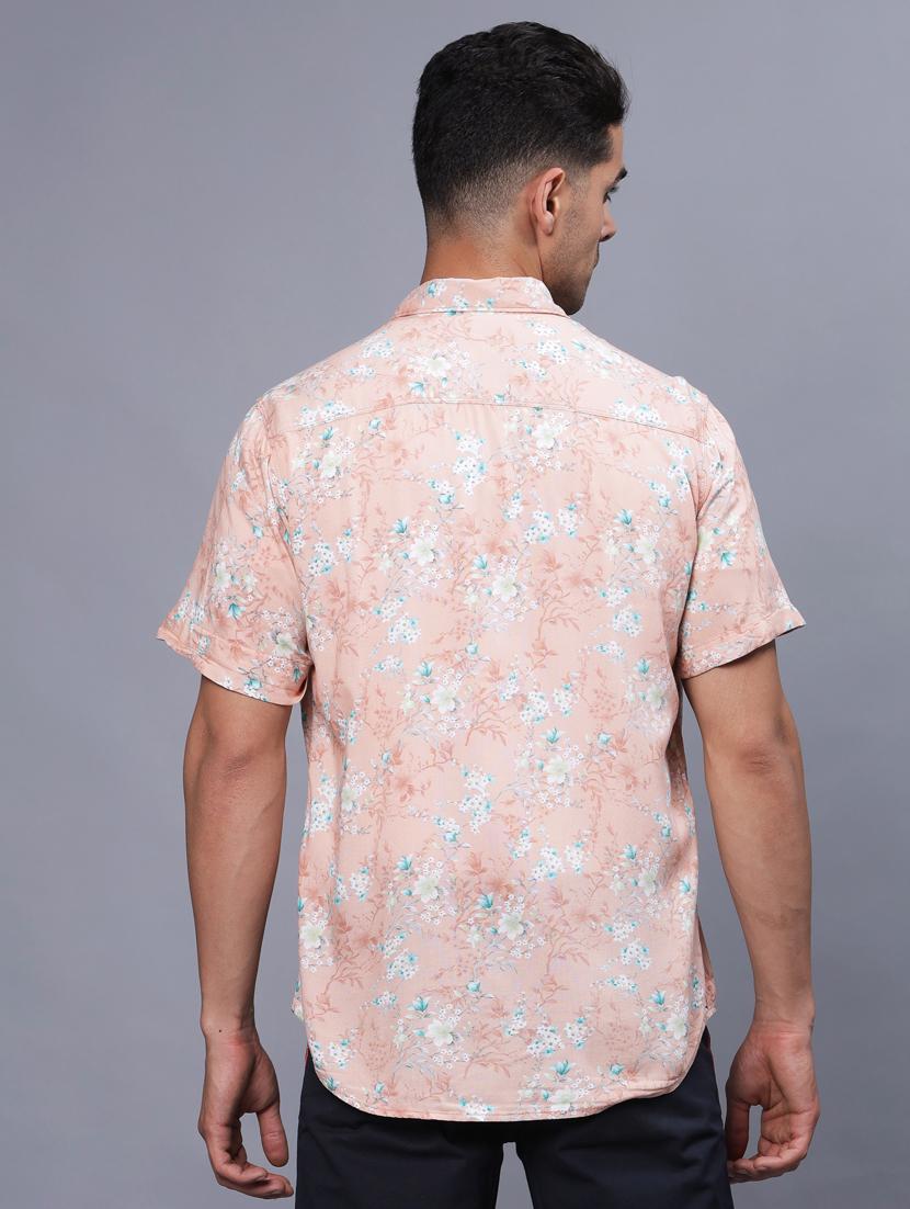peach floral printed casual shirt - 20522370 - Standard Image - 2