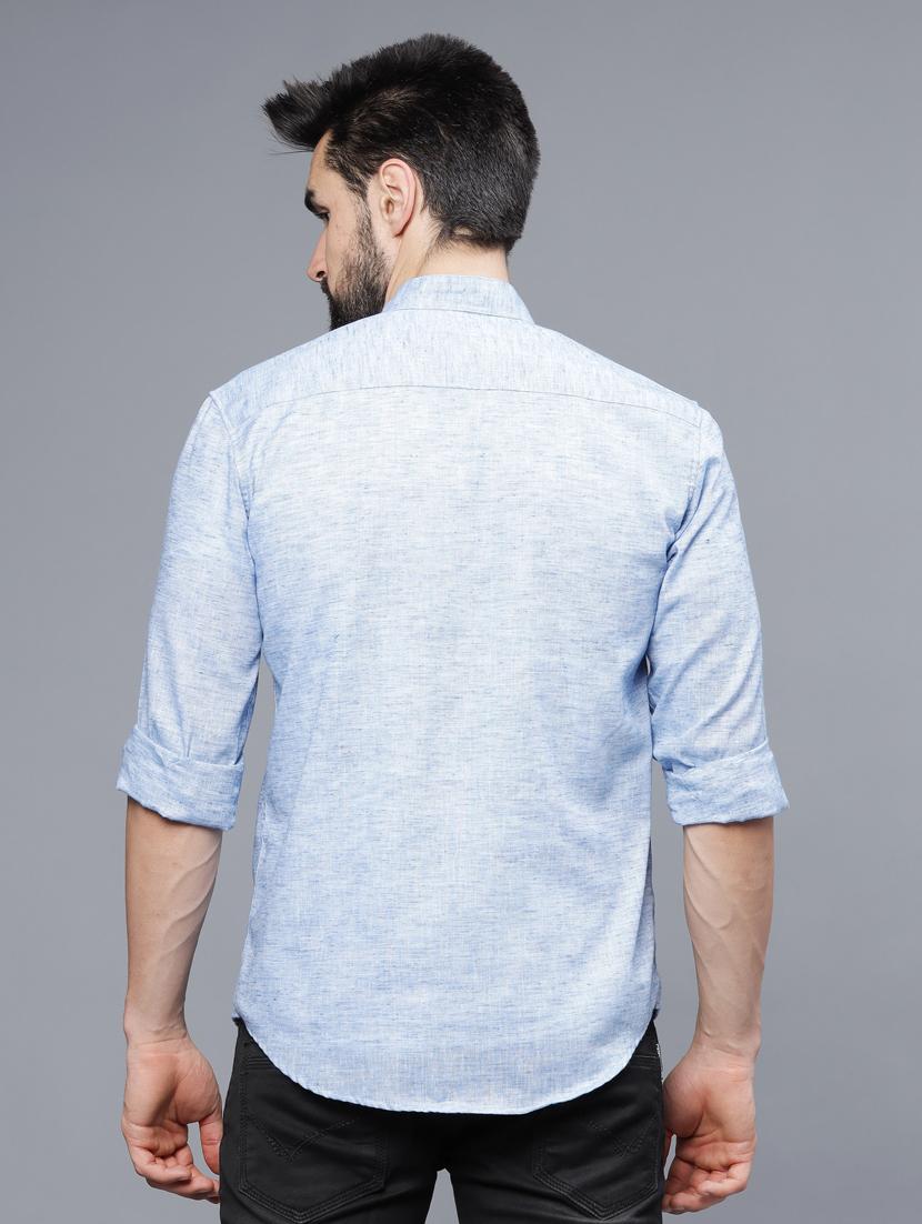 light blue linen casual shirt - 20522405 - Standard Image - 2