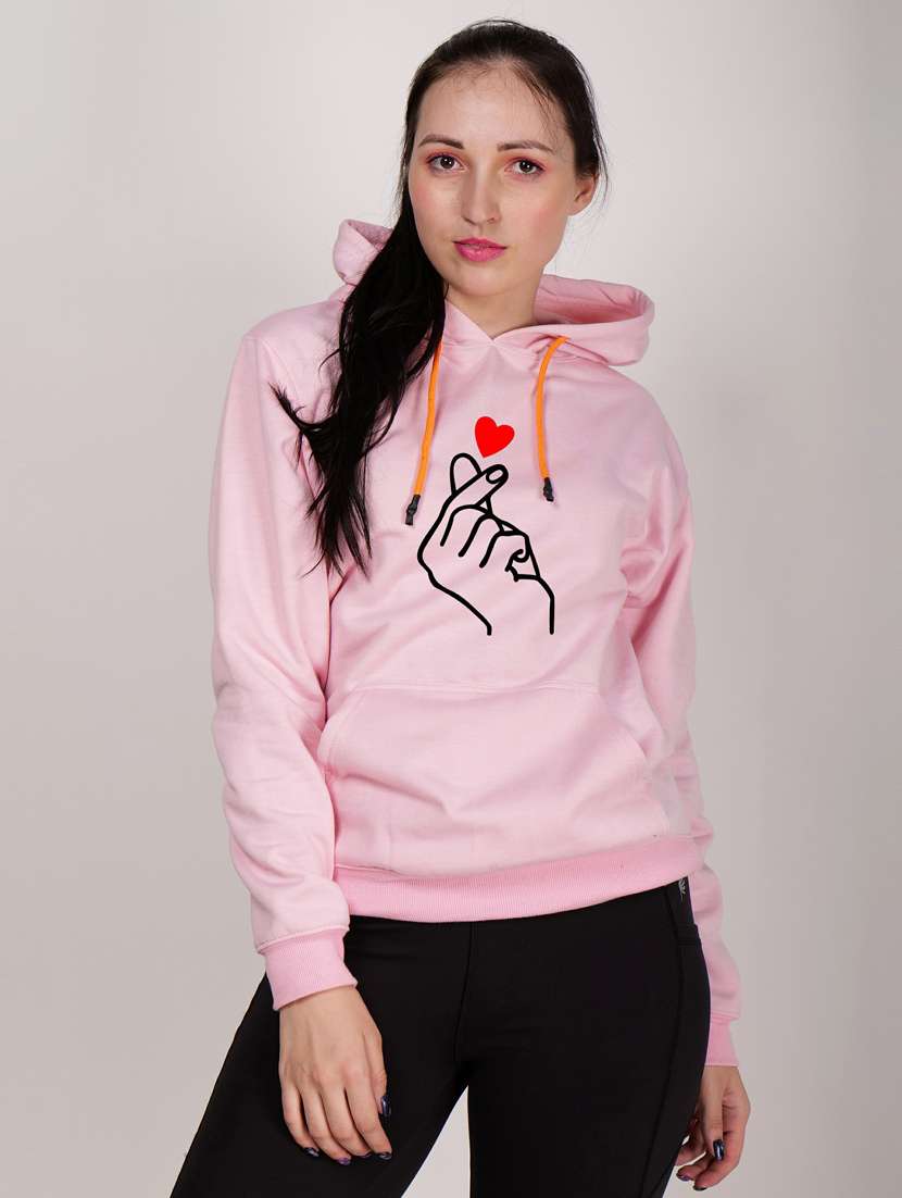women pink hooded neck sweatshirts