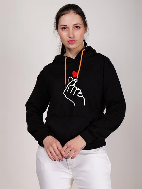 black fleece chest print sweatshirt - 20523321 -  Standard Image - 0