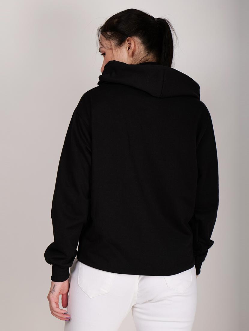 black fleece chest print sweatshirt - 20523321 - Standard Image - 2