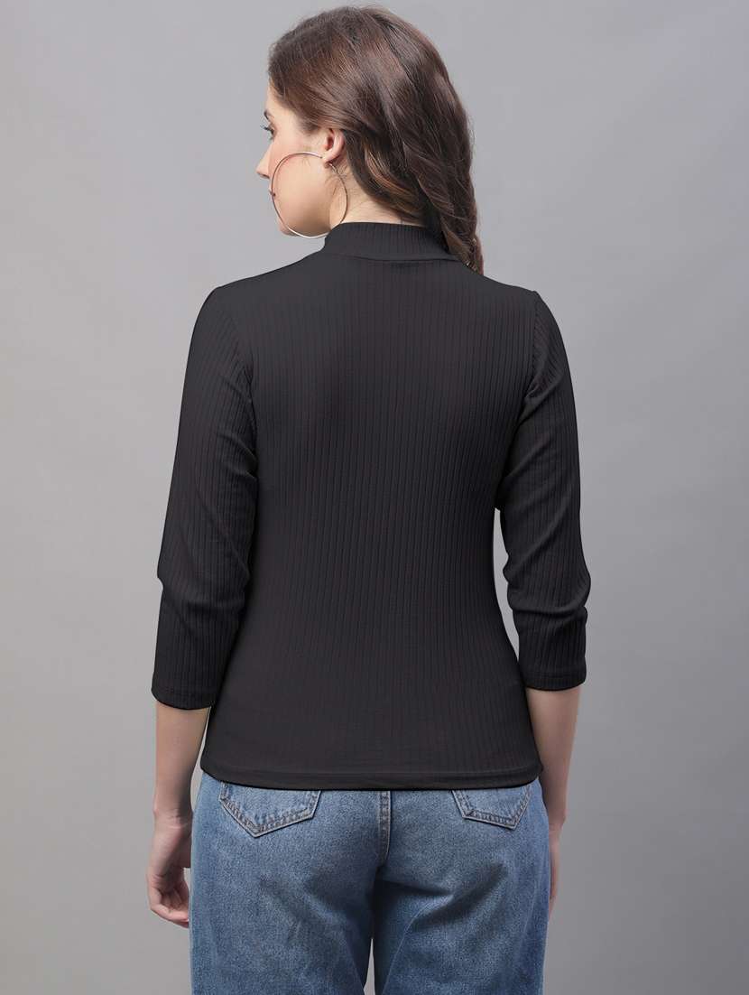black solid,mock neck top - 20533153 -  Standard Image - 2