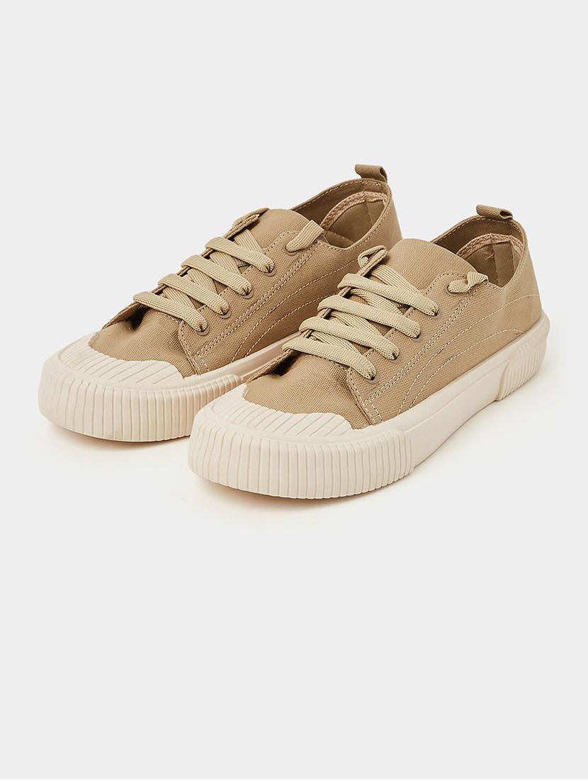 men solid beige lace up sneaker - 20533198 -  Zoom Image - 0