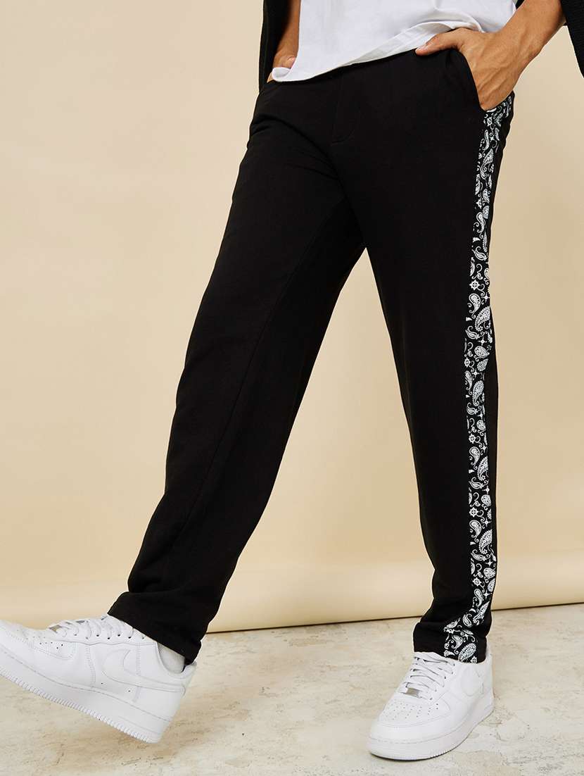 mid rise side taped full length track pant