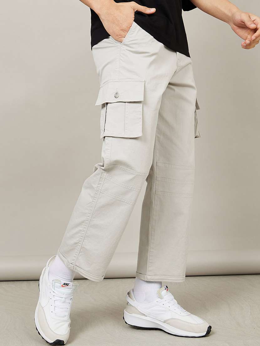 men light grey cotton cargo pant