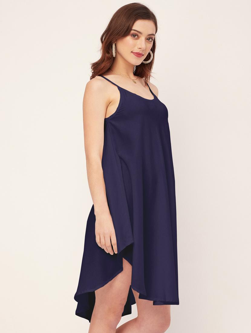 women solid sleevless asymmetric dress - 20533723 - Standard Image - 2