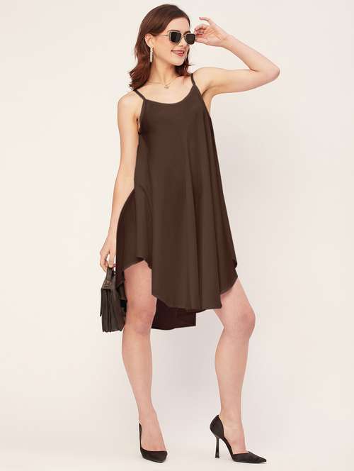 women solid sleevless asymmetric dress - 20533724 -  Standard Image - 0