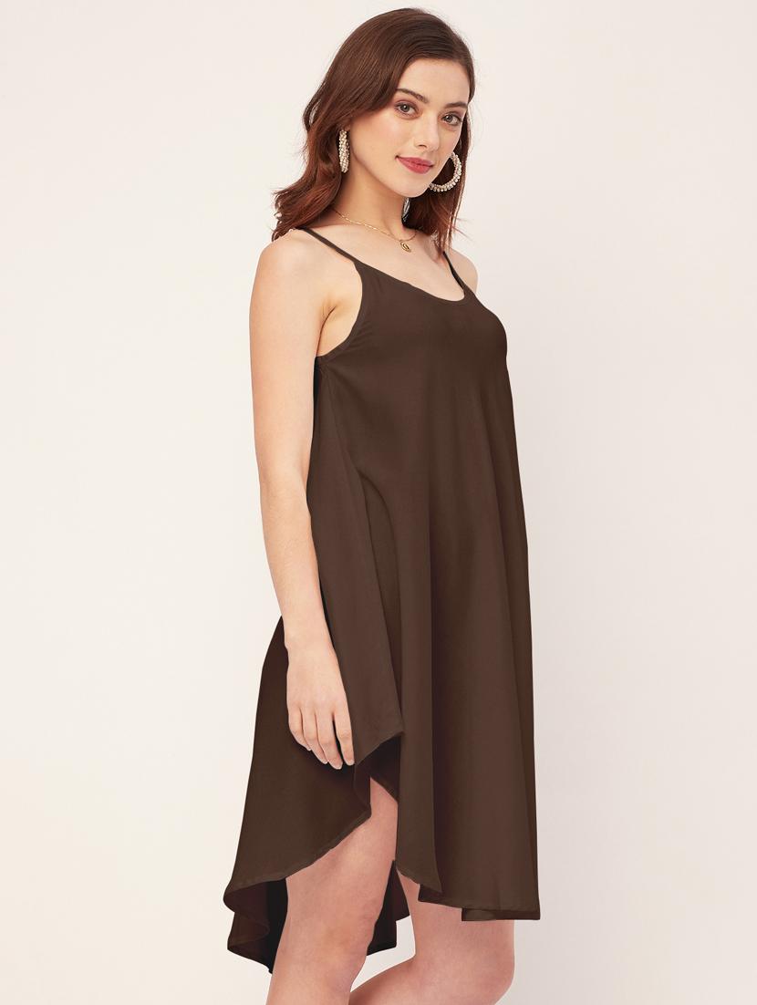 women solid sleevless asymmetric dress - 20533724 - Standard Image - 2
