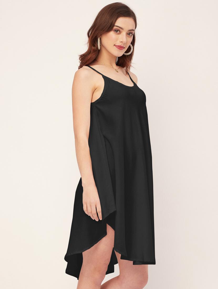 women solid sleevless asymmetric dress - 20533725 - Standard Image - 2
