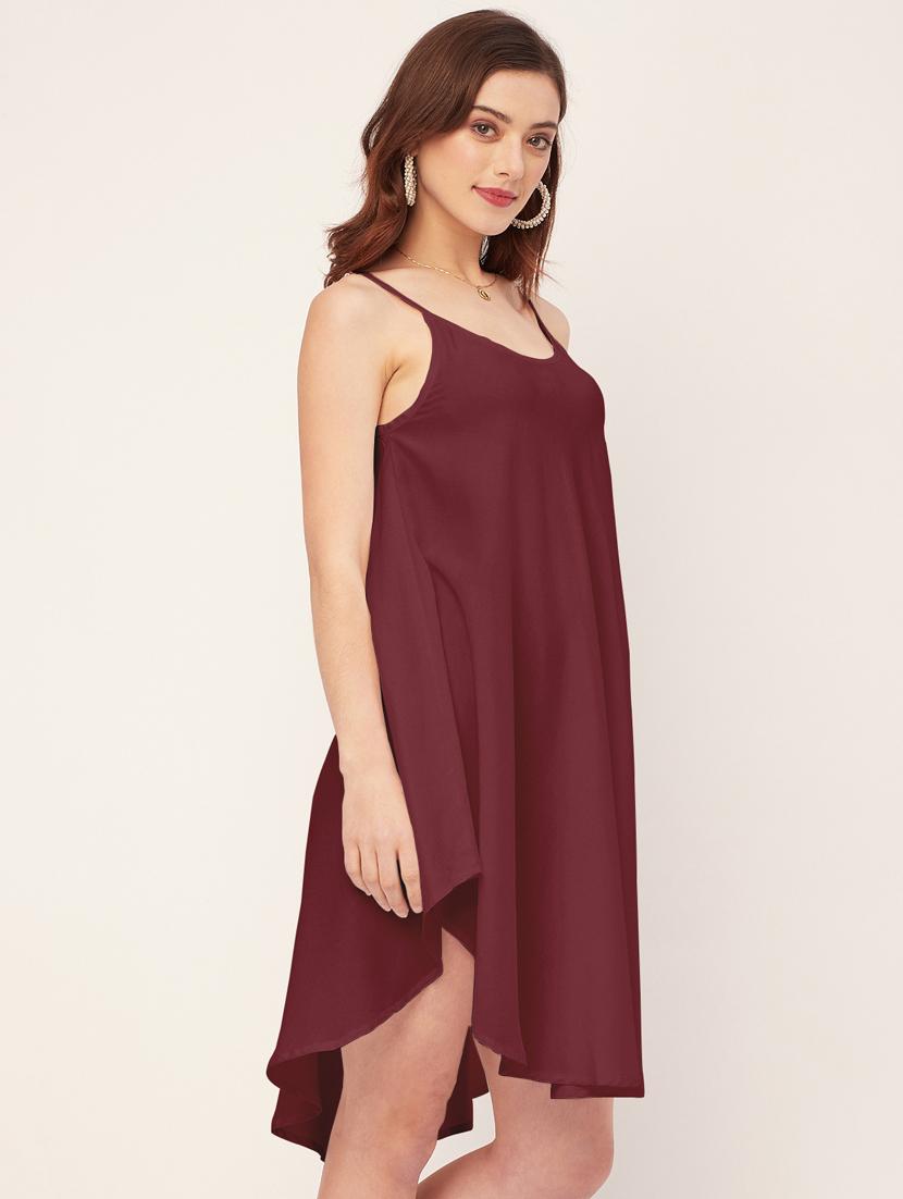 women solid sleevless asymmetric dress - 20533726 - Standard Image - 2