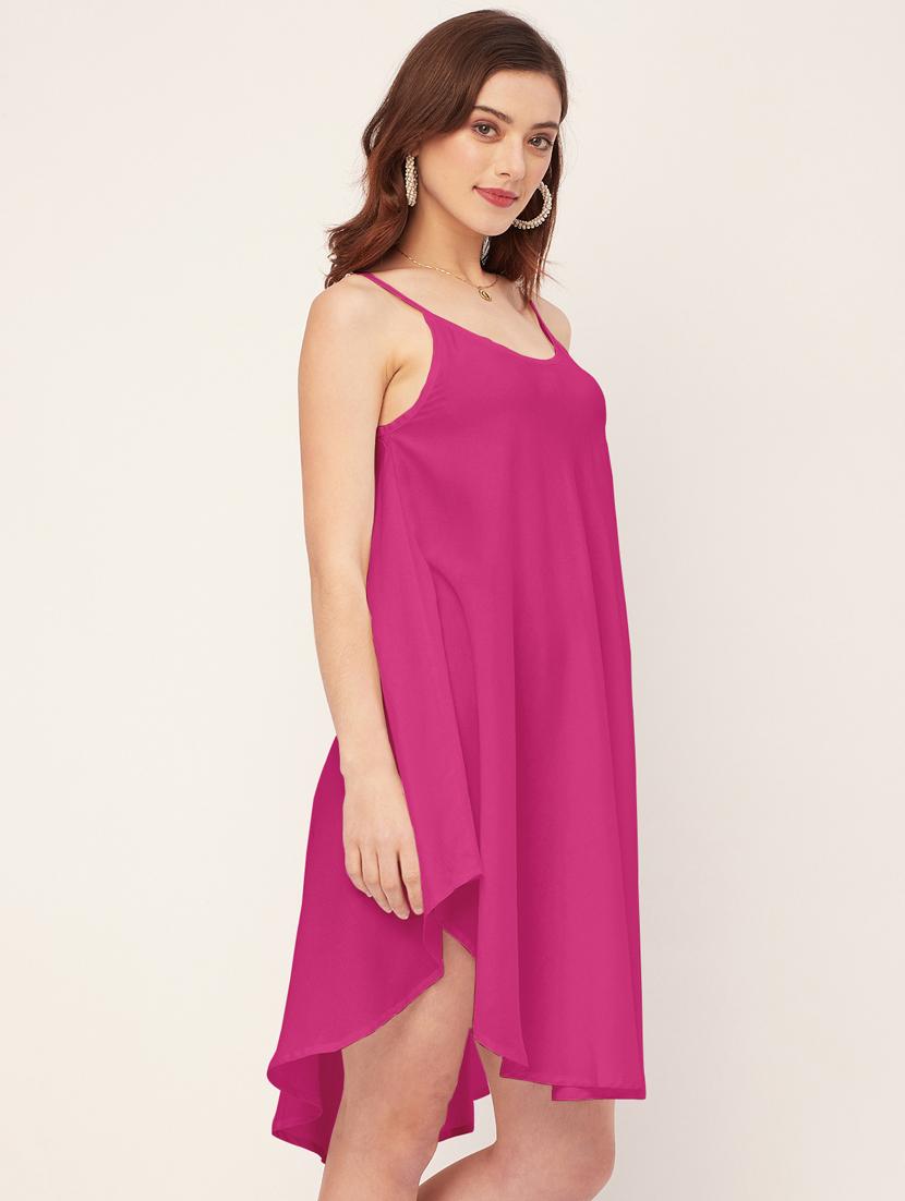 women solid sleevless asymmetric dress - 20533727 - Standard Image - 2