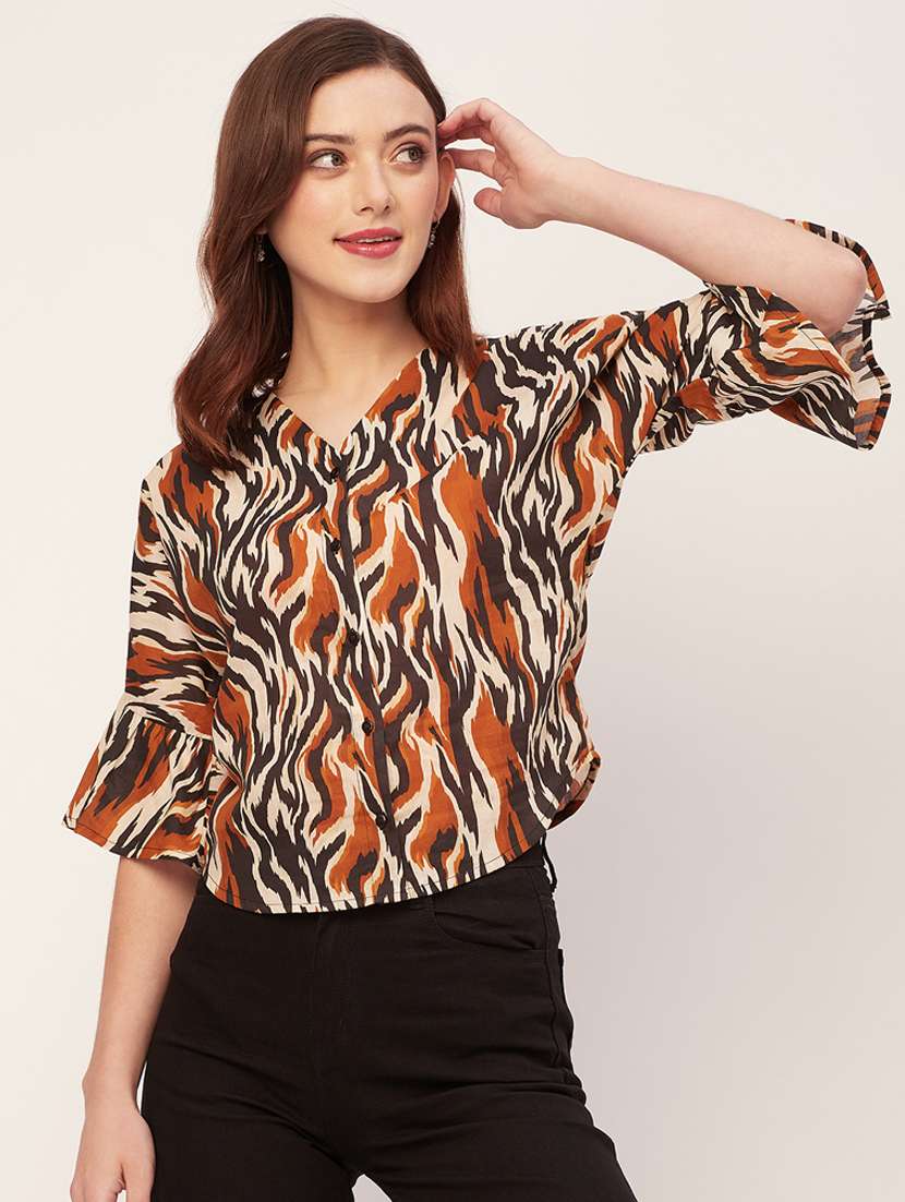 women printed shirt style top